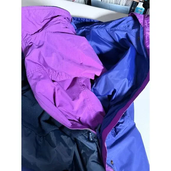 Vintage Columbia Outdoor Jacket Womens L Purple Gorpcore 90s 2-in-1 Hooded Parka - Picture 12 of 16